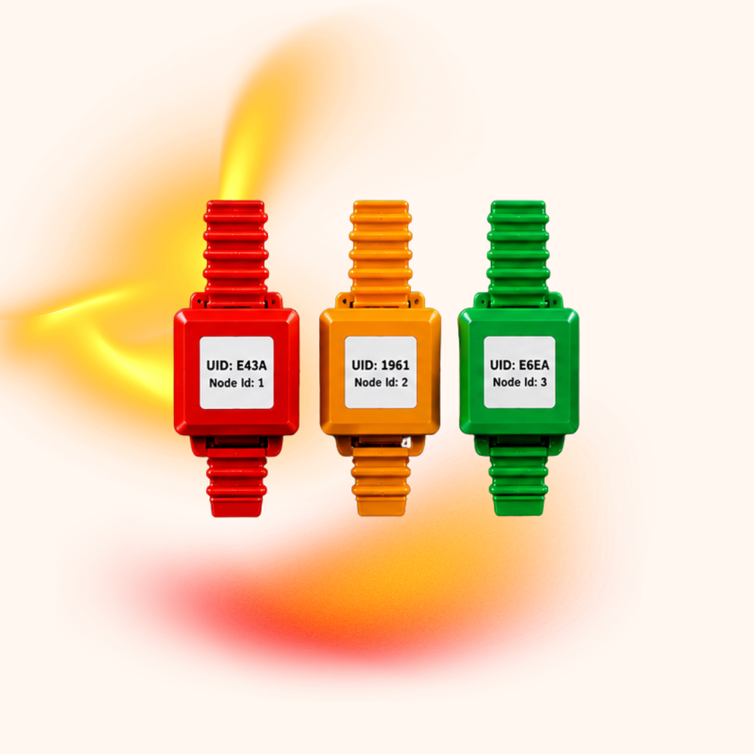 BBS350BT wireless busbar temperature sensors in red, yellow and green